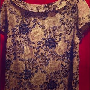 Floral gray and black blouse